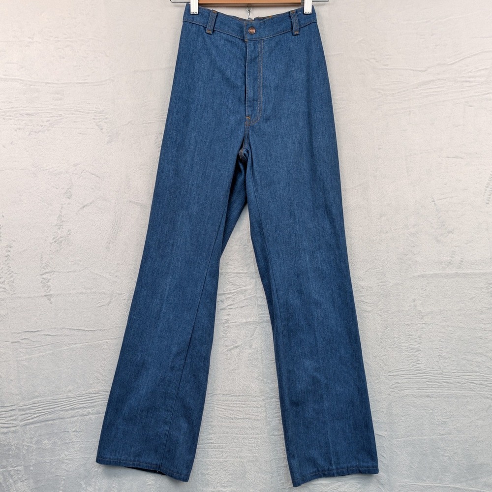 VTG Levi's Jeans Women's 24x32 Blue Orange Tab Talon Zip Flare Bell Bottom 70s